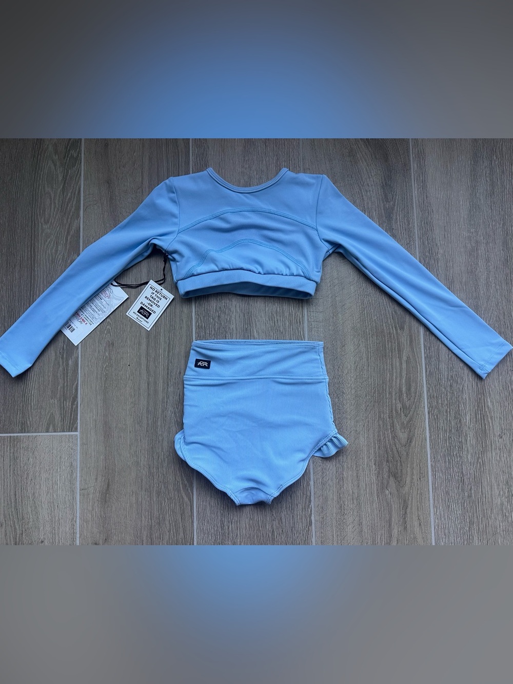 Tiger Friday Take Two long sleeve top and matching briefs in Sky - Picture 2 of 2